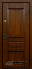 Коричневая железная дверь в квартиру под дерево с отделкой МДФ ПВХ - фото