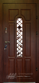 Остекленная дверь с отделкой МДФ с ковкой в коттедж с отделкой МДФ ПВХ - фото
